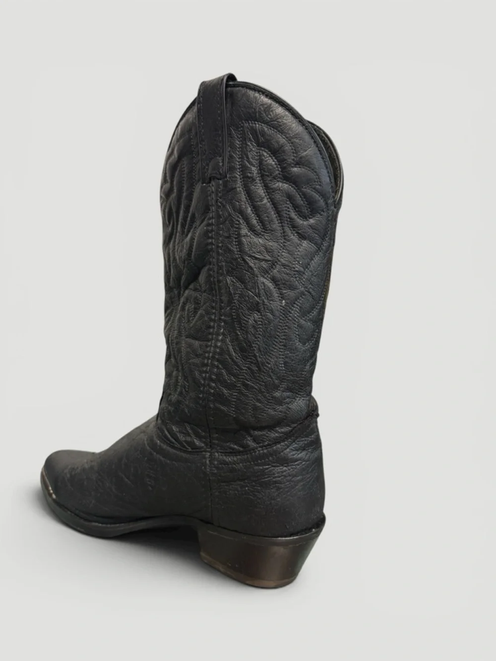 Laredo Black Leather Western Cowboy Boots Sterling Silver Tip Size 10D
